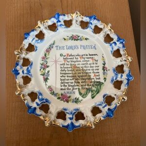 Vintage Decorative Plate with The Lord's Prayer